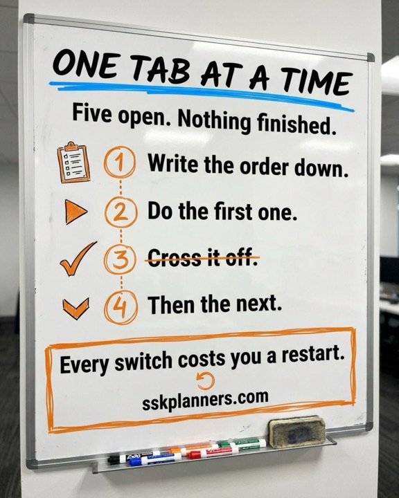 Whiteboard: One tab at a time.