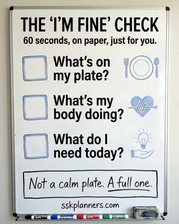 Whiteboard: The I'm fine check.